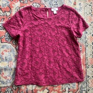 LOFT Lace Short Sleeve Blouse